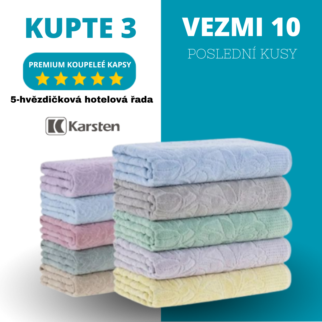 MEGA KIT obsahující 10 SUPER RUČNÍKŮ - KUPTE 3, DOSTANETE 10 (VÝPRODEJ - POSLEDNÍ DEN) Matheus